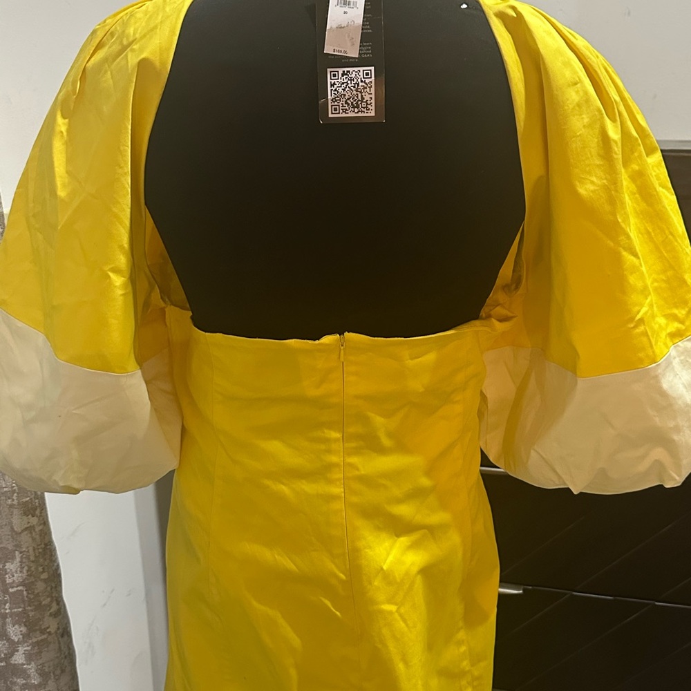 Banana Republic Yellow A-Line Puff Sleeve Dress - Picture 4 of 6